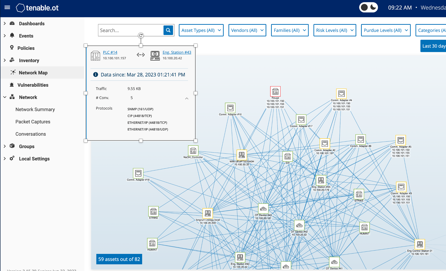 Visual network map of devices that need and dont need connectivity