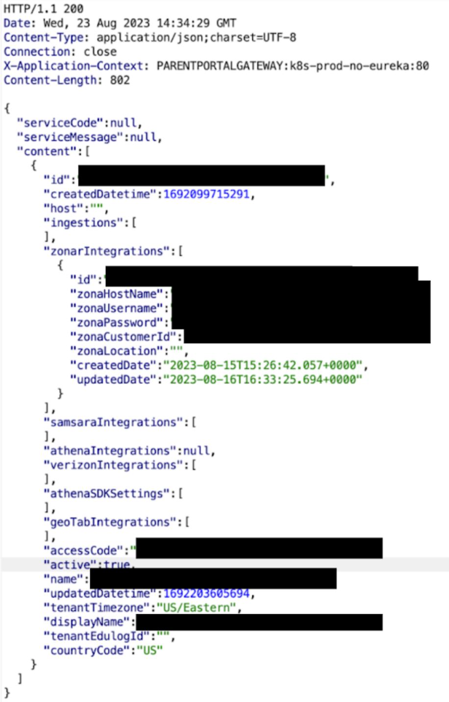 Accessing school district configuration data