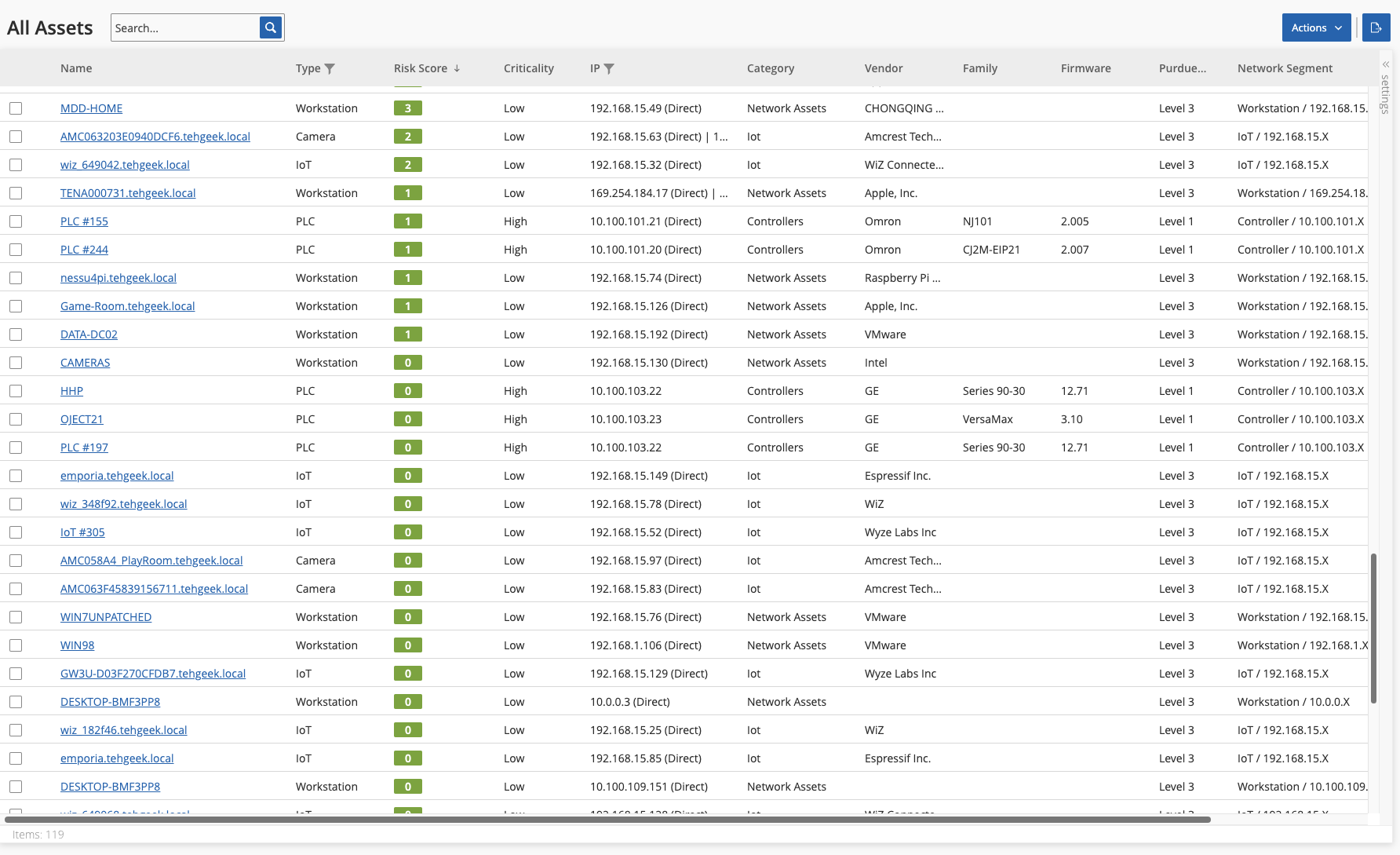 OT IT IoT Asset Inventory View