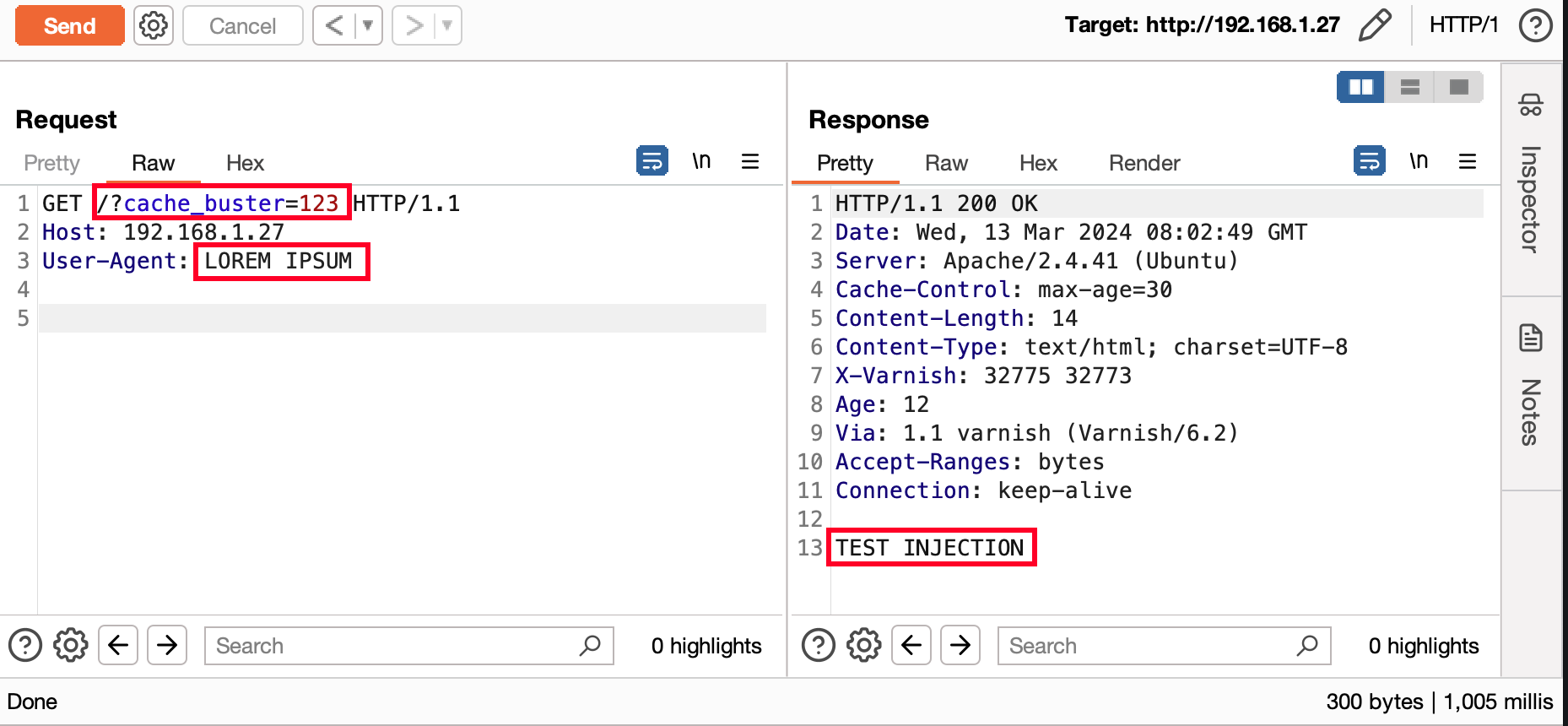 The previous cached value is still displayed despite the change of User-Agent.