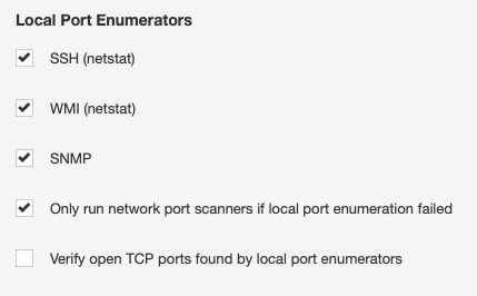 Nessus Settings - Local Port Enumerators