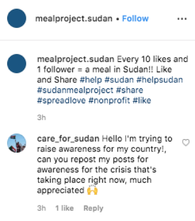 care_for_sudan instagram account 