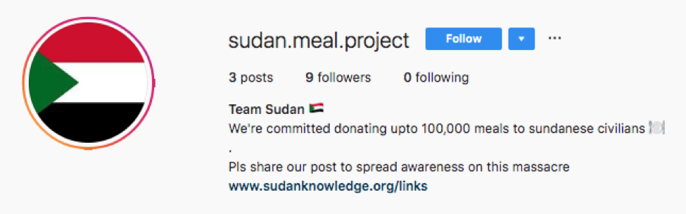 Sudan Meal Project instagram scammers emerge