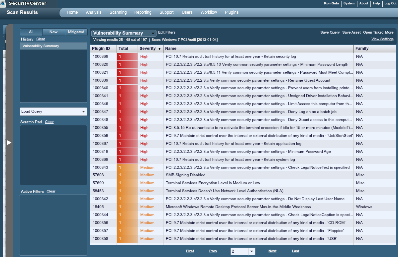 SecurityCenter PCI audit
