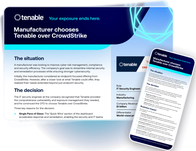 Manufacturer Chooses Tenable Over CrowdStrike