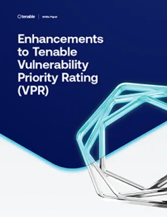 「Tenable Vulnerability Priority Rating (VPR) の機能強化」レポートの表紙ページ

