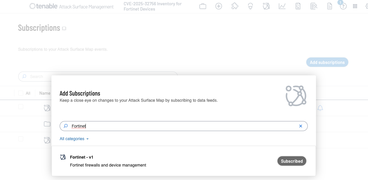 Tenable Attack Surface Management Fortinet Device Subscription image