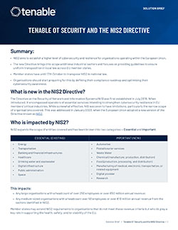 オペレーショナルテクノロジー環境向けの Tenable OT セキュリティによる NIS2 の準拠