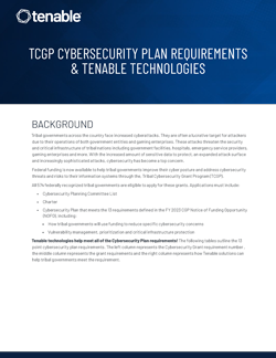 TCGP Cybersecurity Plan Requirements & Tenable Technologies.