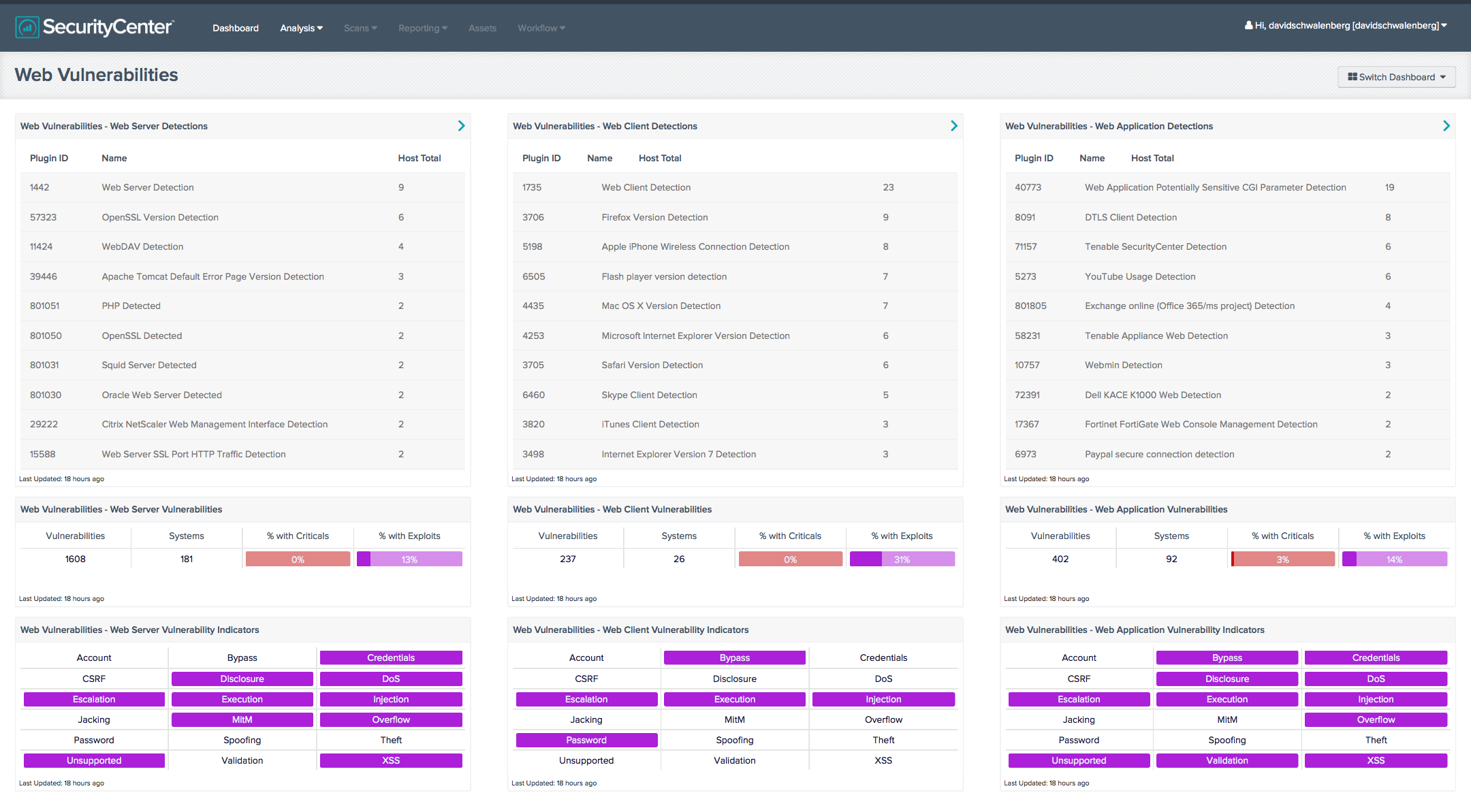 Web Vulnerabilities Dashboard Screenshot