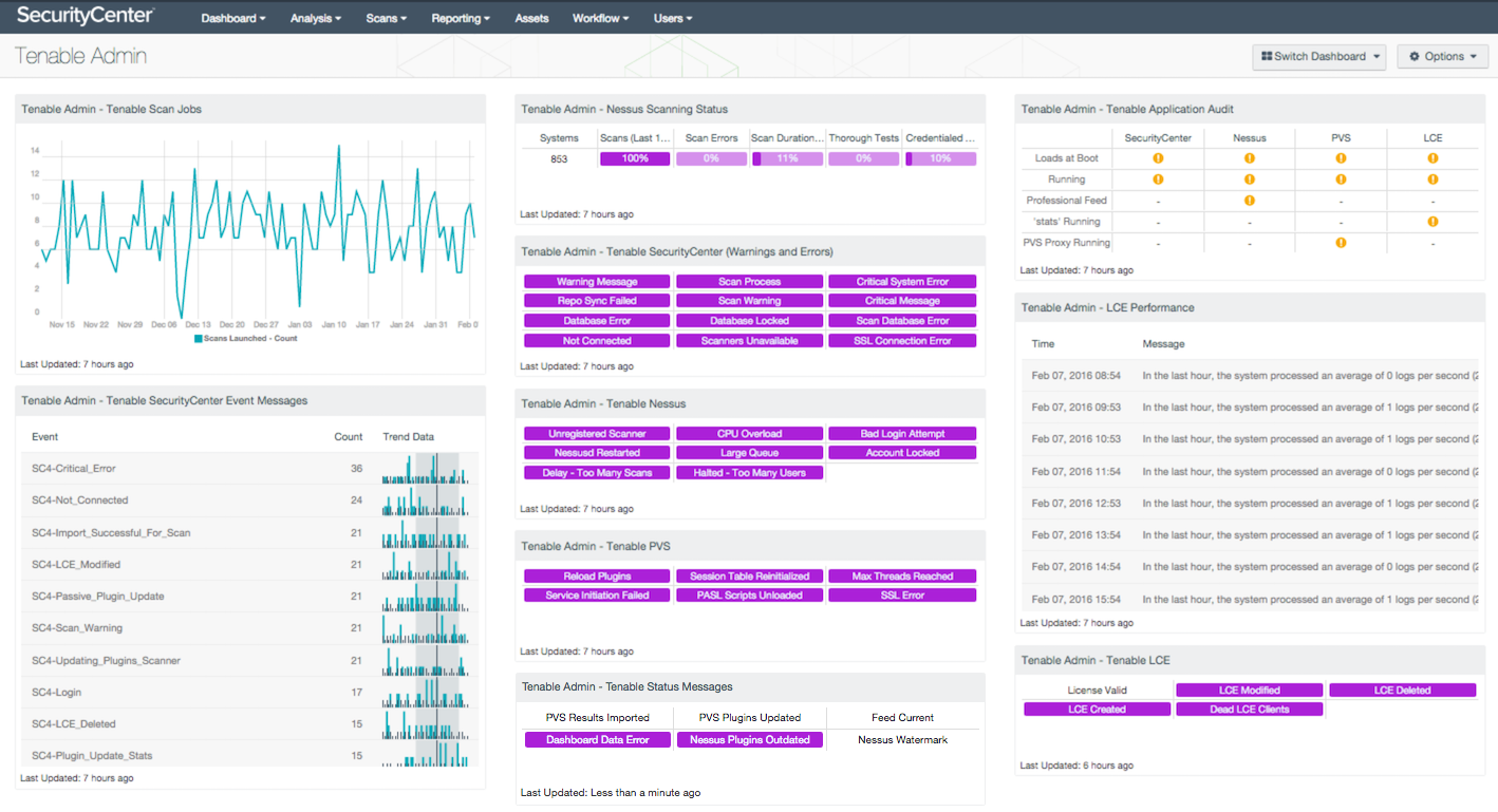 Tenable Admin Screenshot
