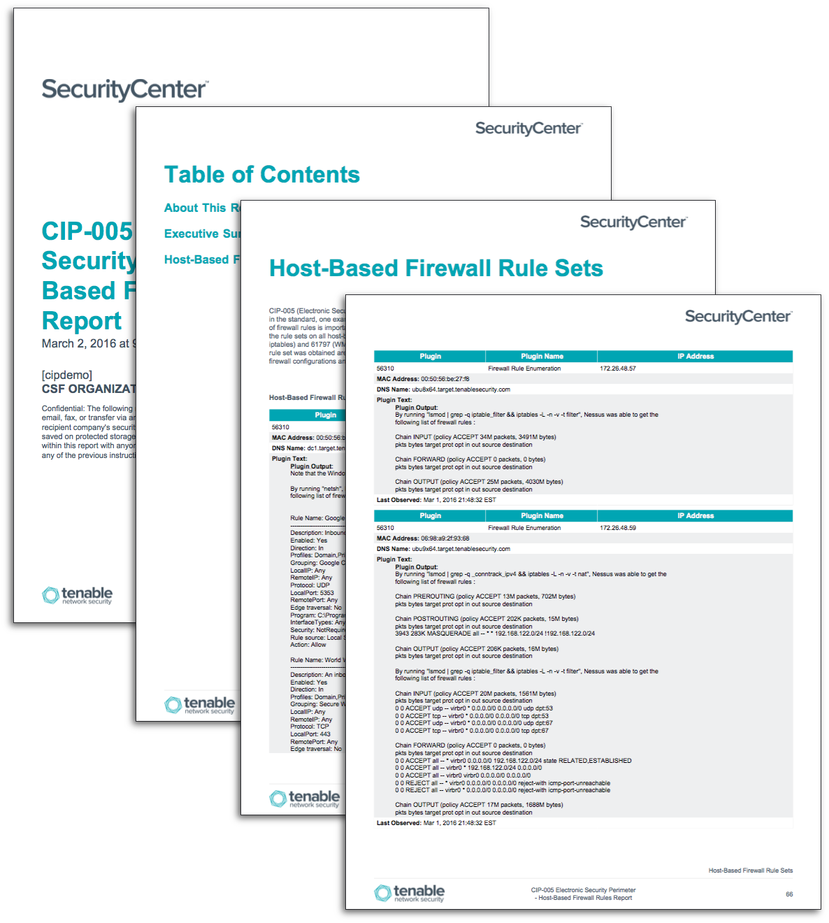 CIP-005 Electronic Security Perimeter - Host-Based Firewall Rules Report Screenshot