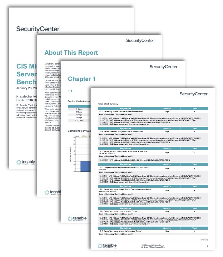CIS Microsoft Servers Benchmark Reports Screenshot