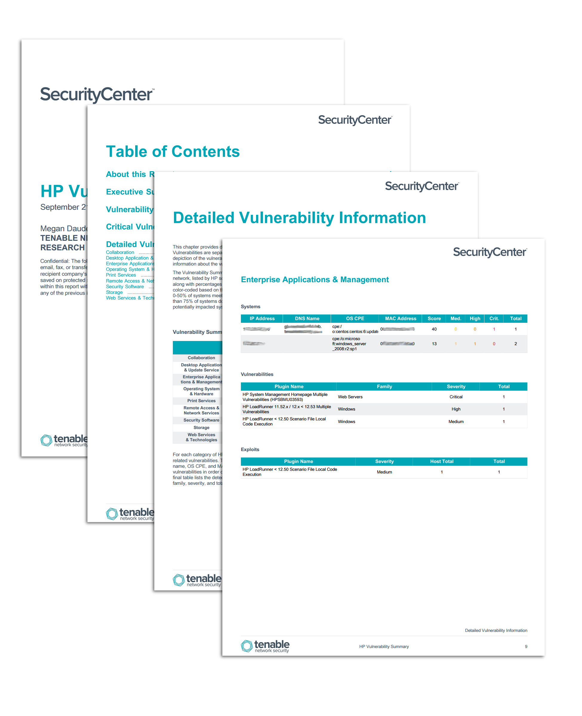 HP Vulnerability Summary Report Screenshot
