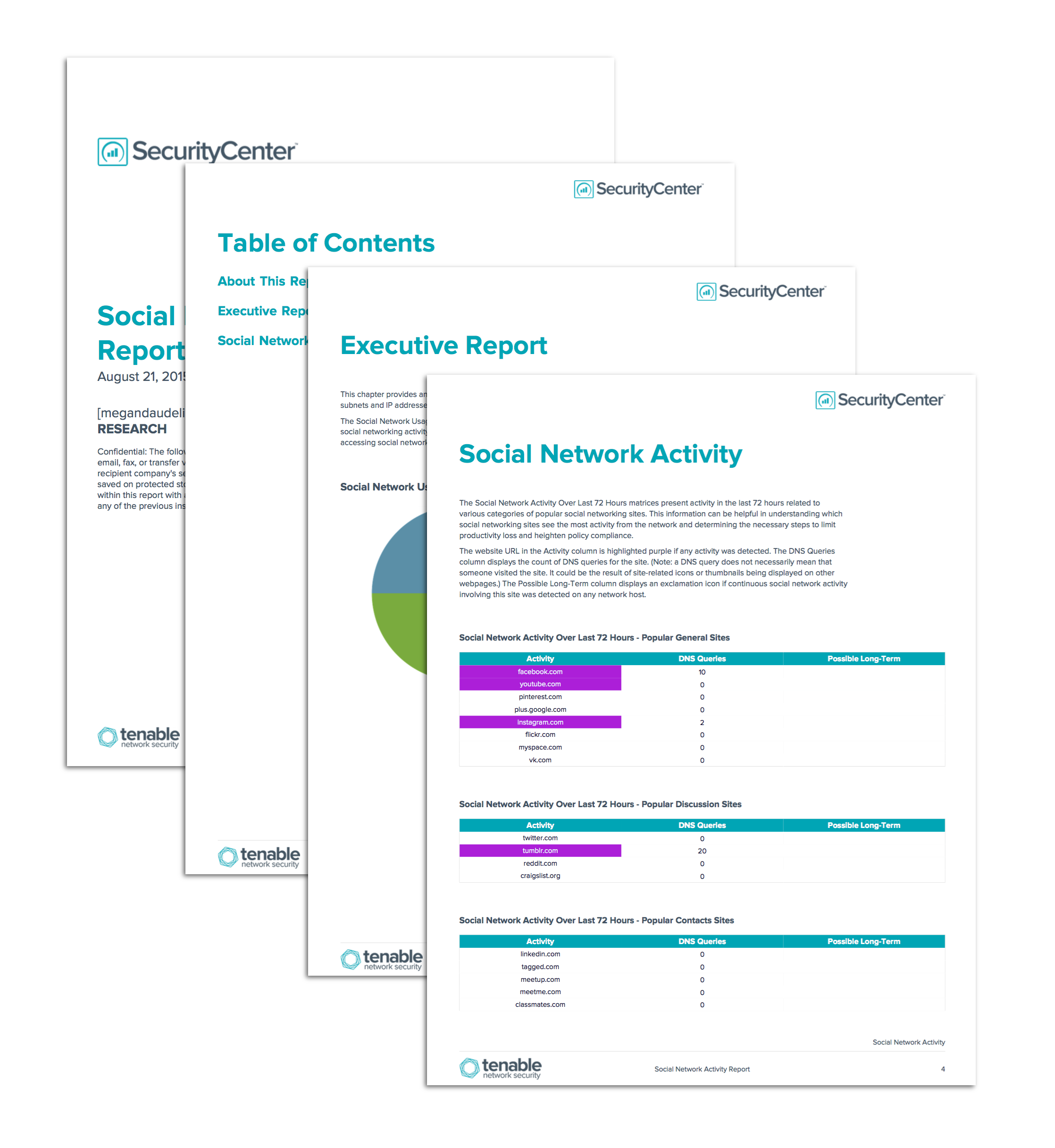 Social Network Activity Report Screenshot