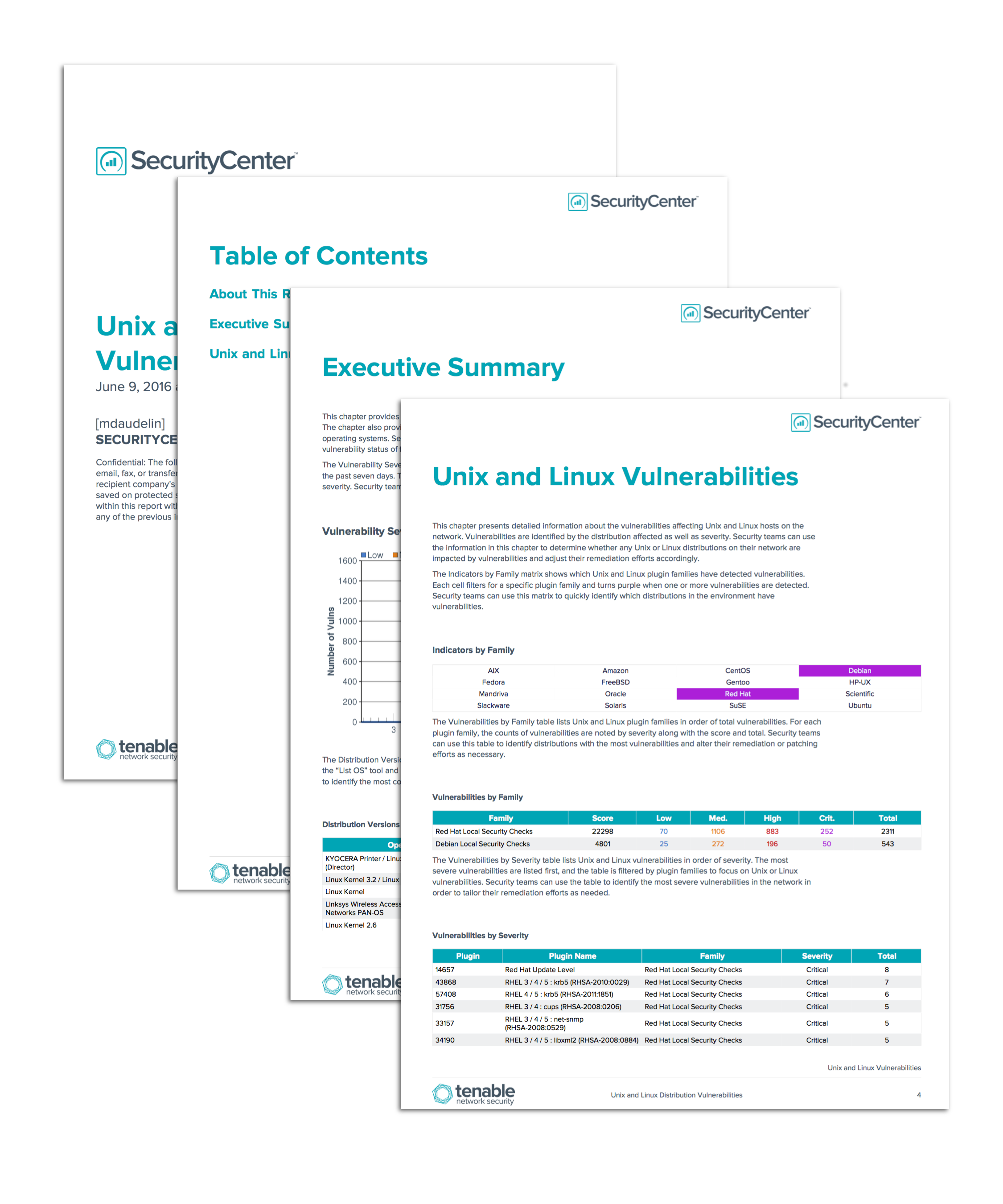 Unix and Linux Distribution Vulnerabilities Report Screenshot