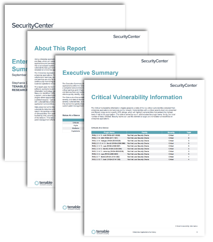 Enterprise Application Summary Report Screenshot