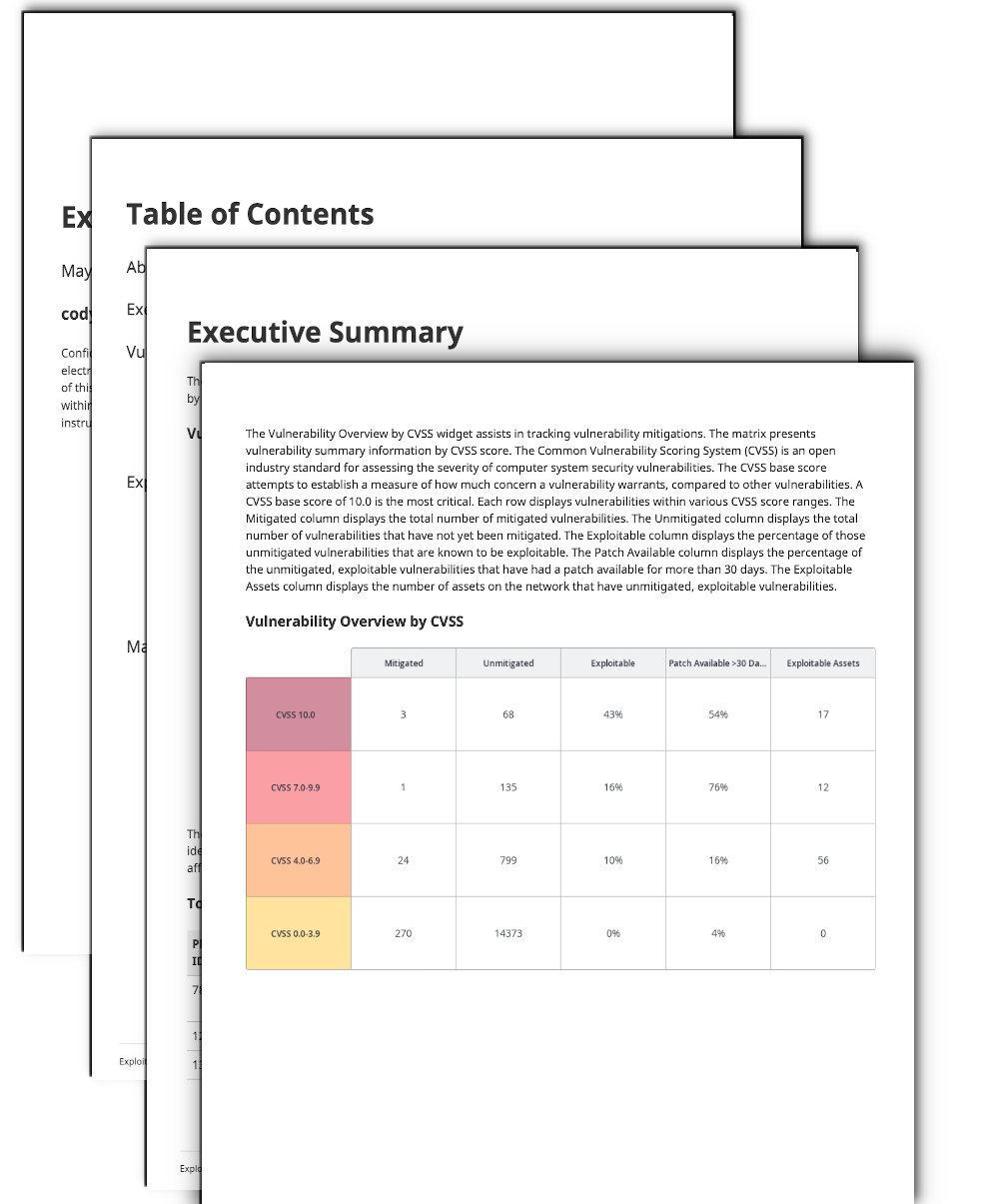 Mitigation Summary Report Screenshot