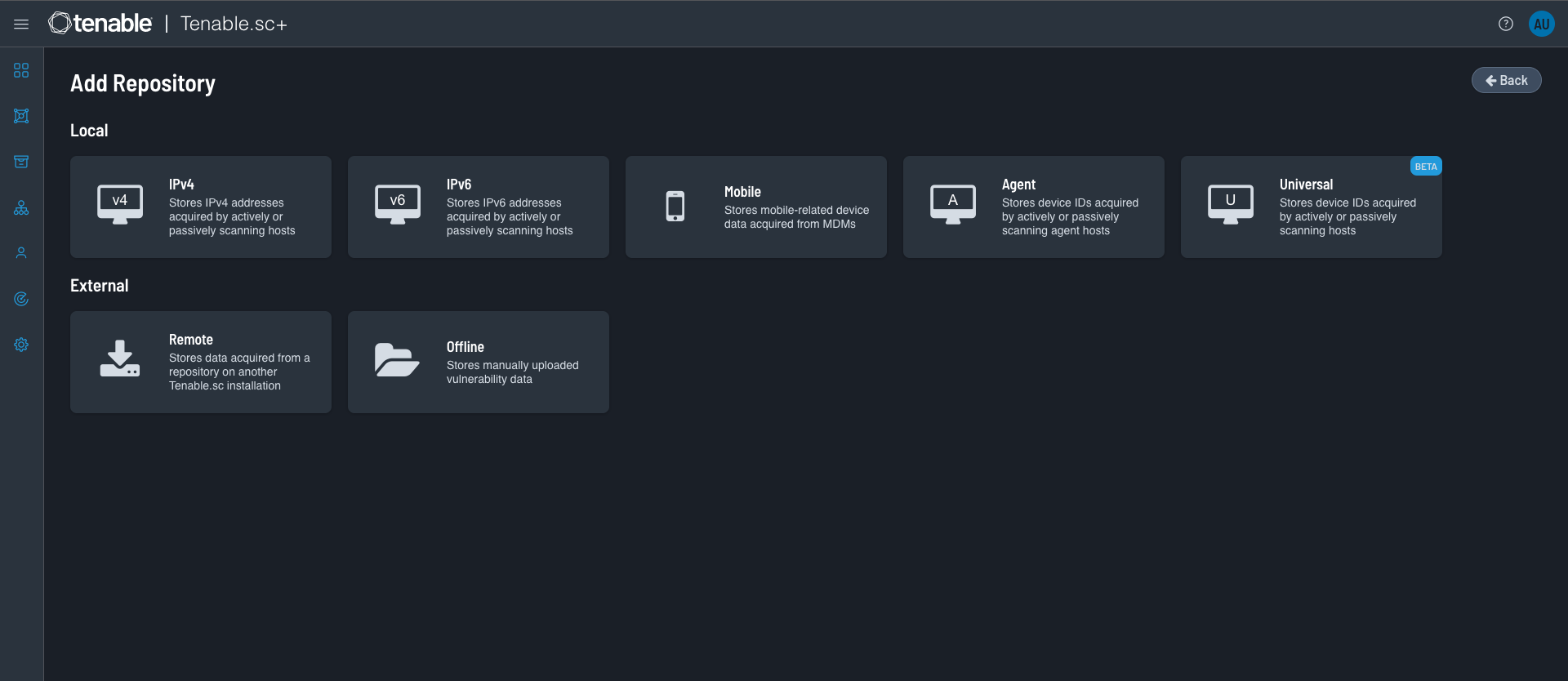 A new Tenable.sc 6.0 universal repository combines IPv4 IPv6 and agent data