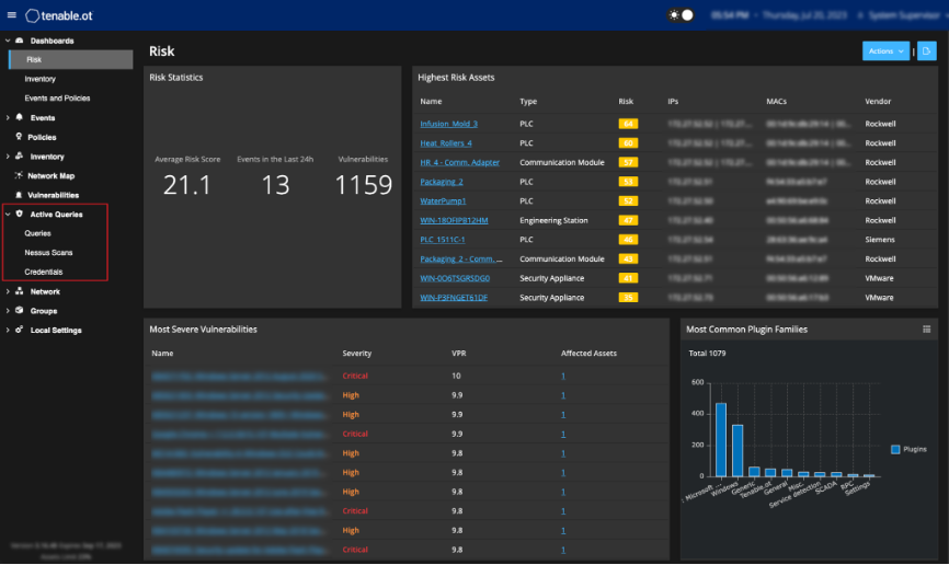 Tenable OT Security 3.16 provides granular control of active queries