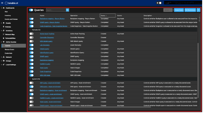 How to control queries in Tenable OT Security 3.16