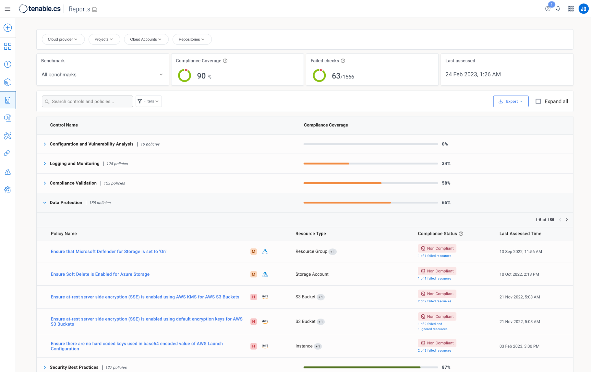 Tenable Cloud Security 可提供跨 AWS、Azure 和 GCP 的統一檢視畫面