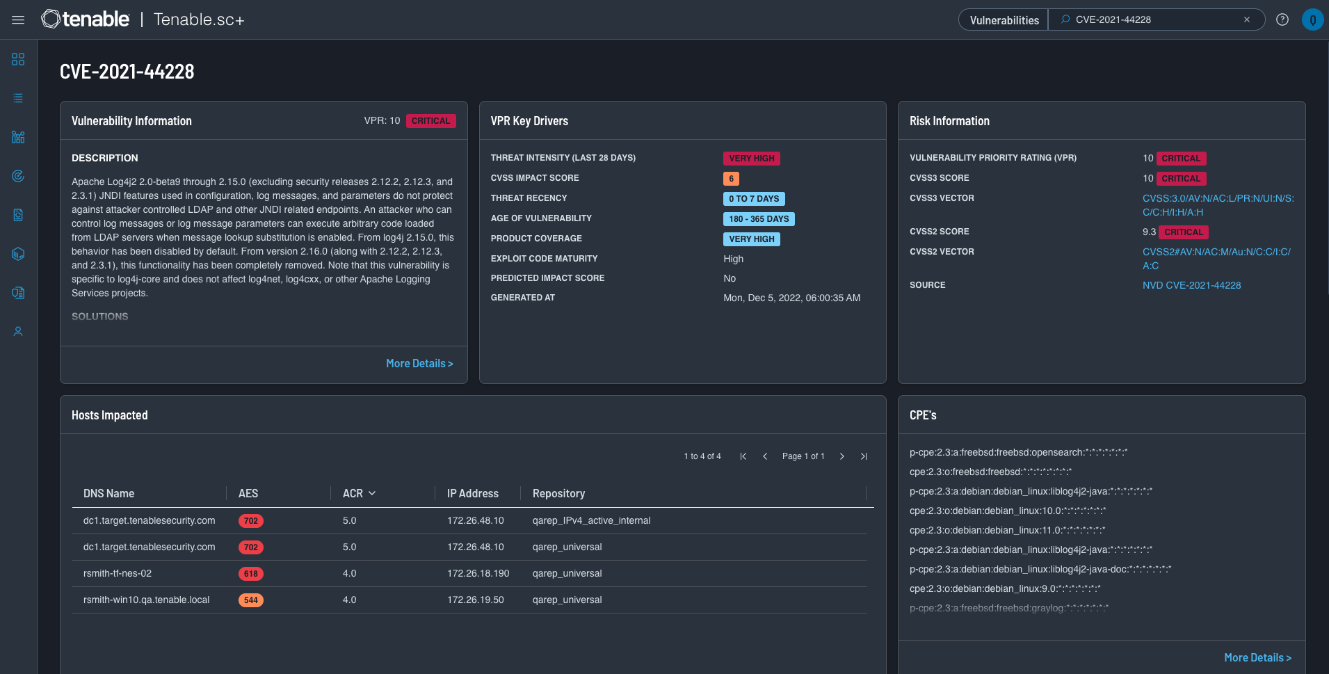 Tenable.sc 6.0 puts CVE information in the context of your environment