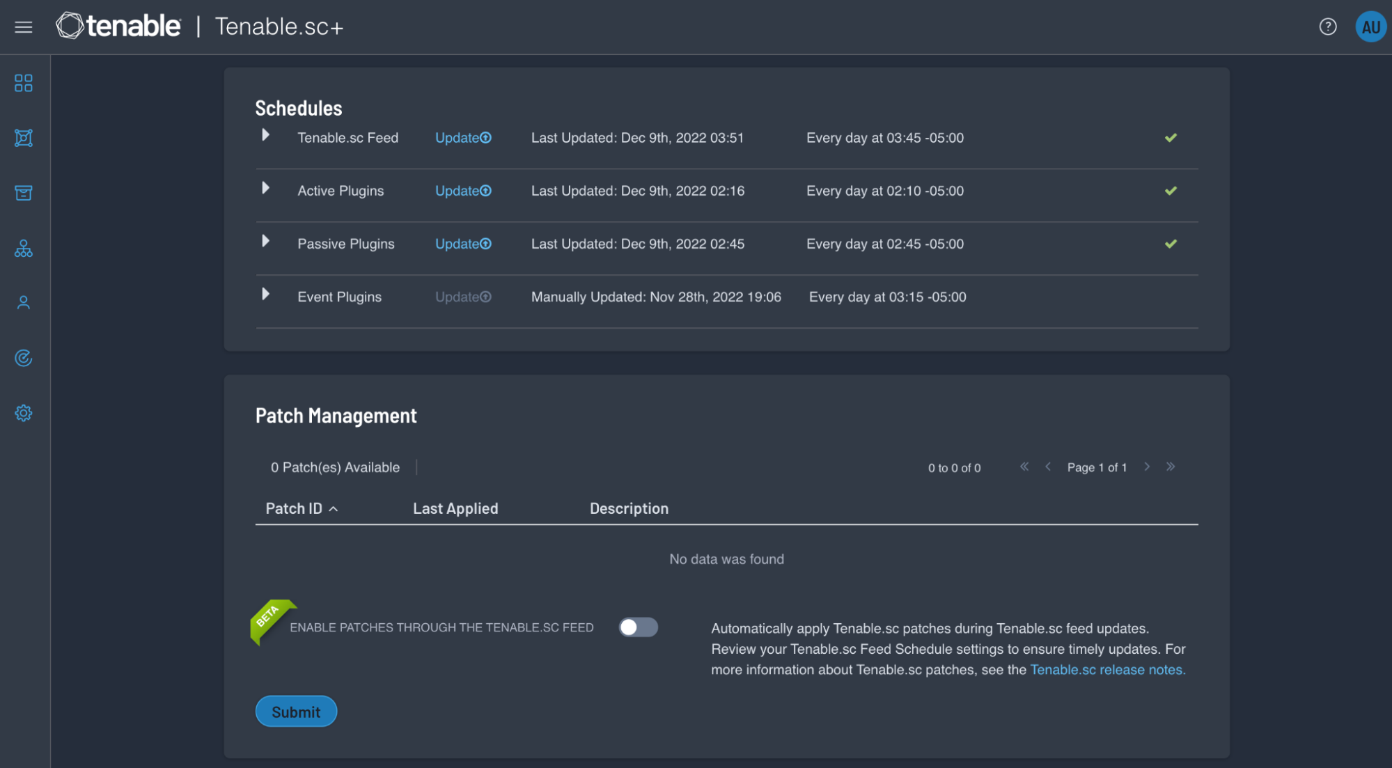 Tenable.sc 6.0 lets you see a list of available releases