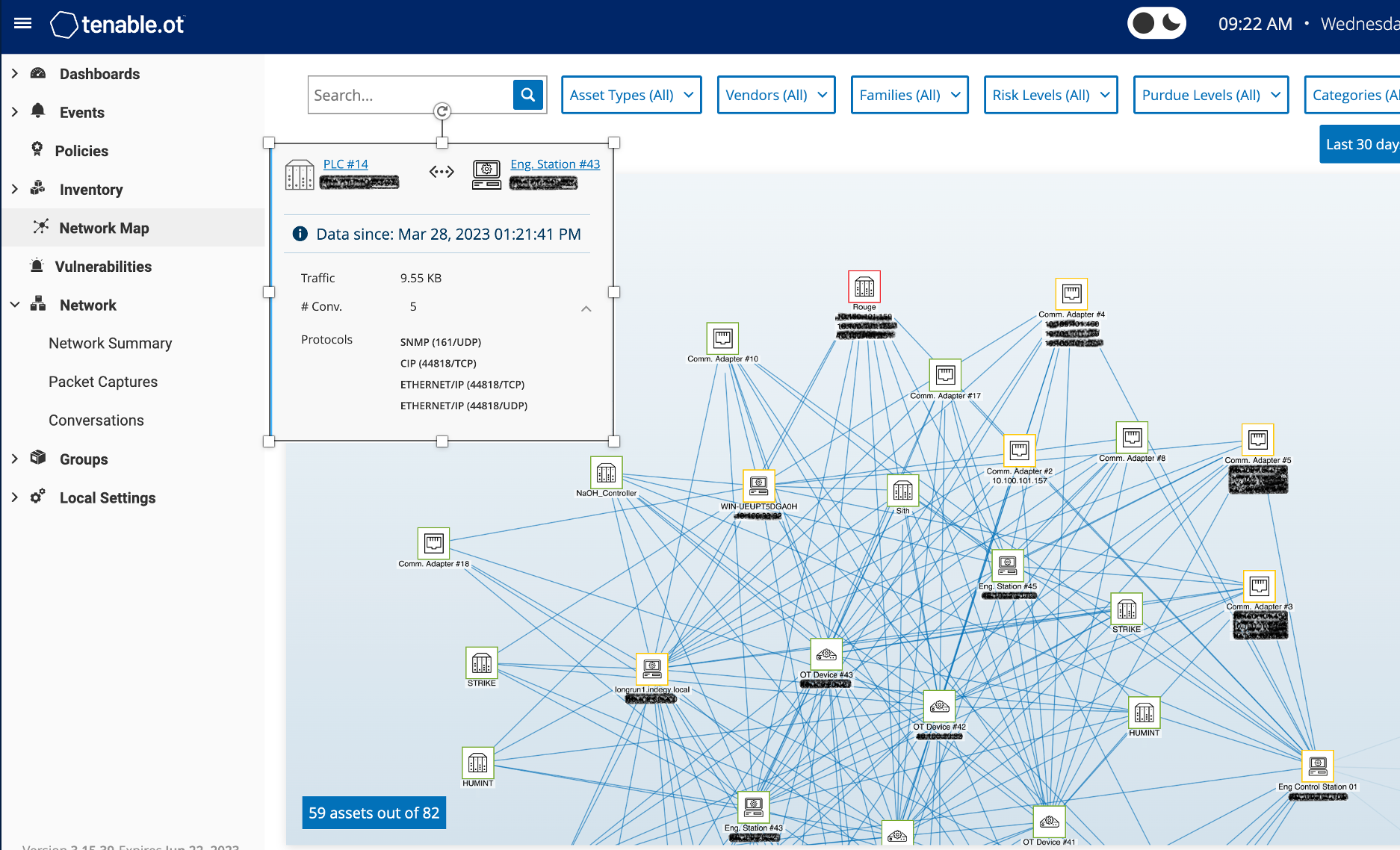 Visual network map of devices that need and dont need connectivity