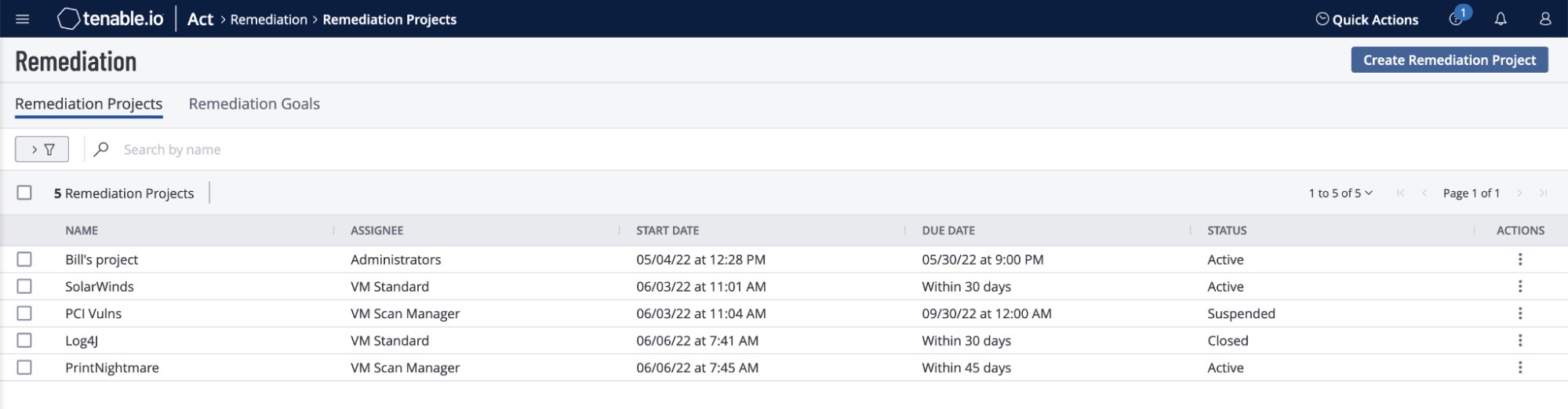 Tenable.io Remediation screenshot 