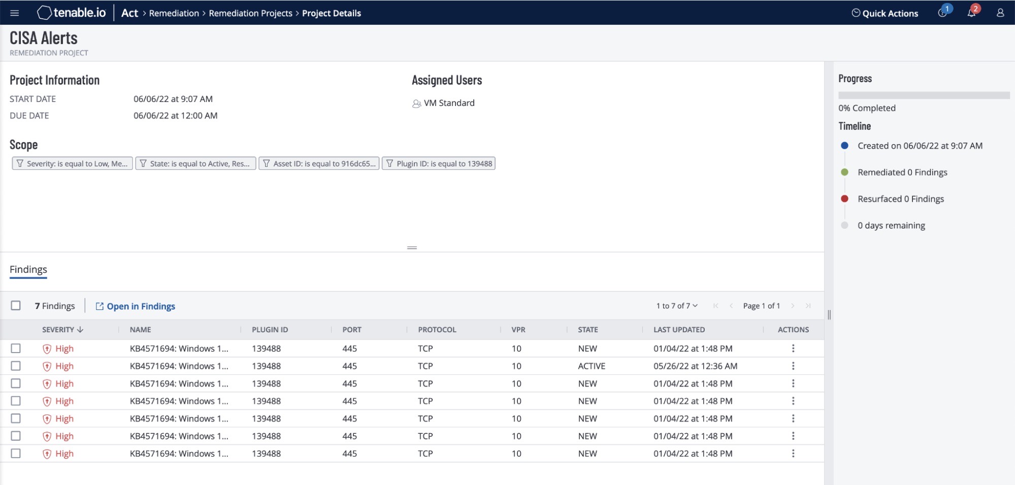 Tenable.io screenshot CISA alerts2