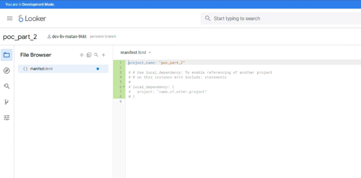 Google LookML project example