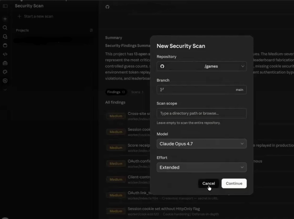 Screenshot showing Claude security