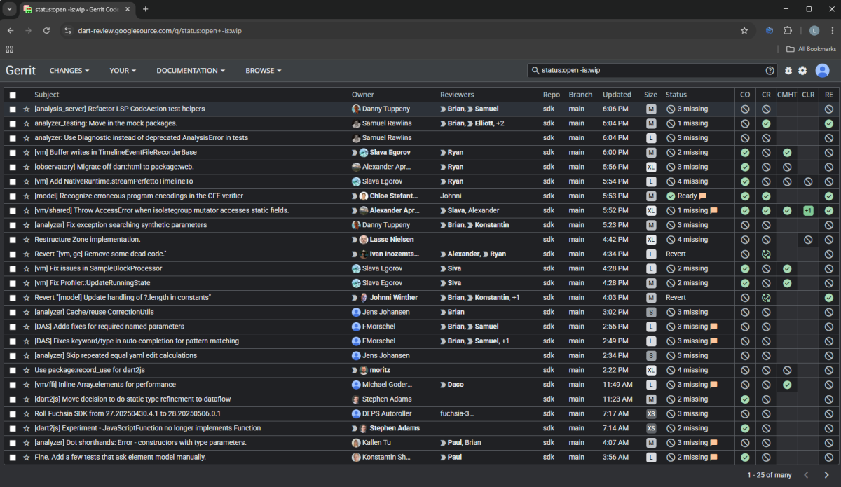 Screenshot of Gerrit Dart project