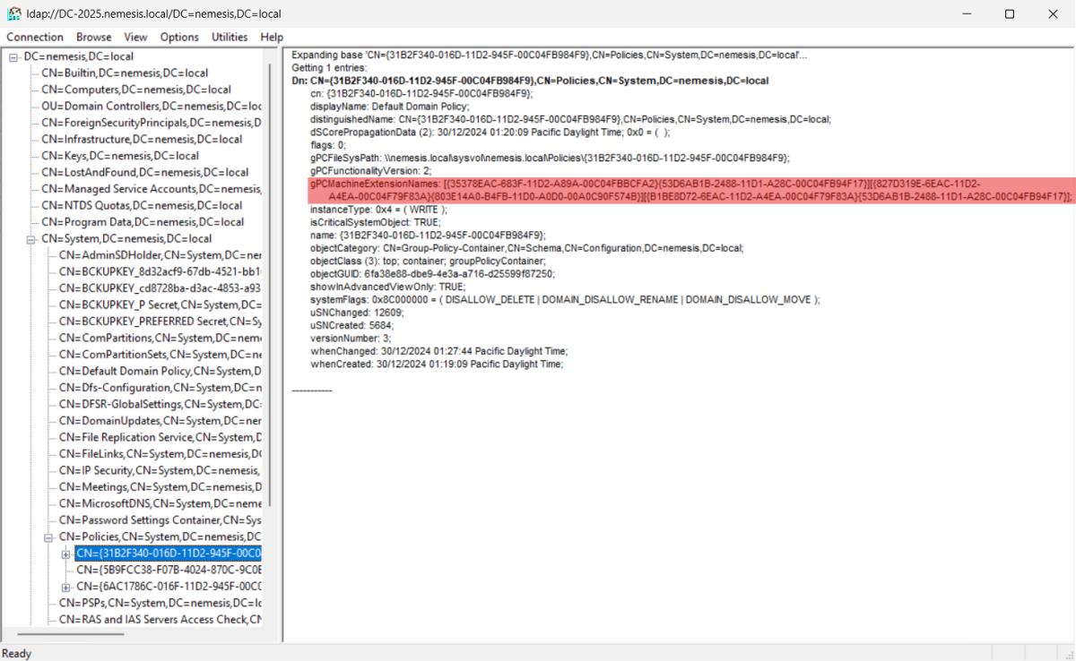 Screenshot of Concatenation of GPC GUIDs