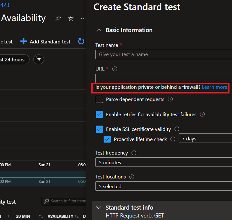 Azure advises customers to use a Service Tag to only allow the Application Insights Availability service to monitor and access your internal application or machine through port 80 or 443