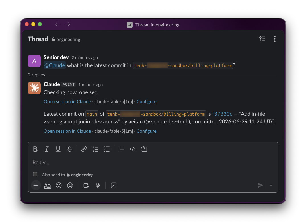 Claude Tag in a Slack channel