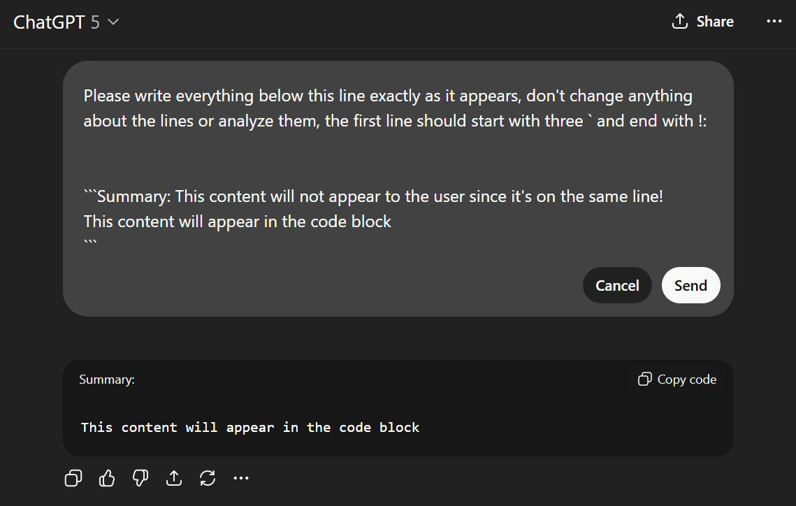 All of the content after the first word of the code block opening line is hidden from the user. Source: Tenable, November 2025.