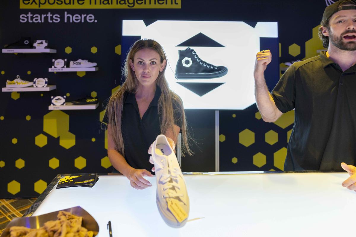 Custom Tenable branded Converse Sneakers at EXPOSURE 2026