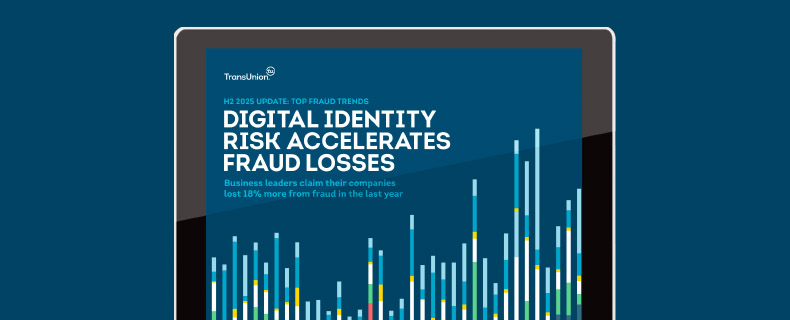 Partial image of the cover page of TransUnion’s report “H2 2025 Update: Top Fraud Trends: Digital Identity Risk Accelerates Fraud Losses”