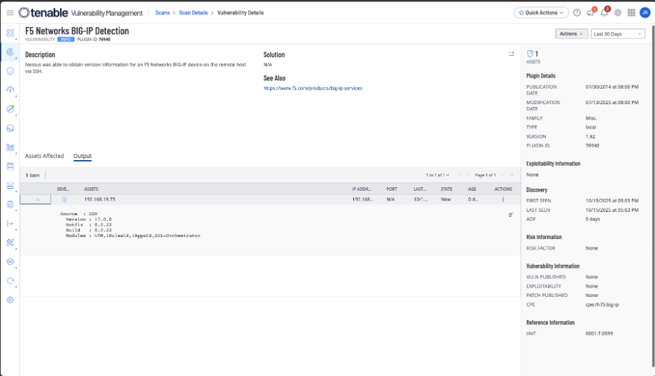 How to find F5 BIG-IP using Tenable Vulnerability Management