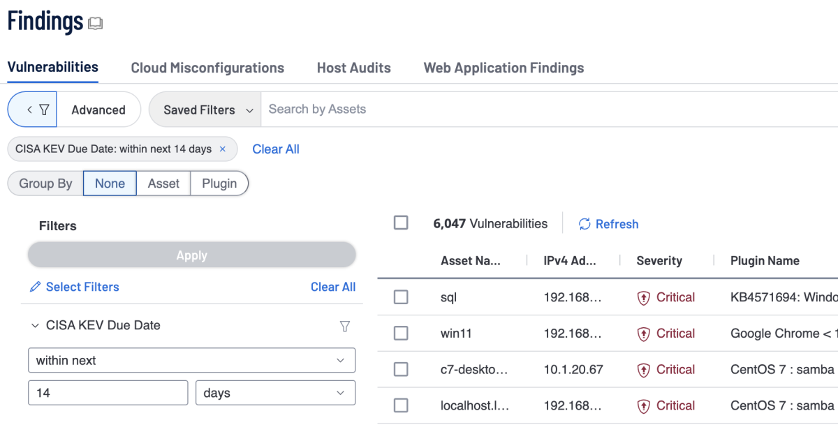 Detecting KEV bugs with Tenable Vulnerability Management