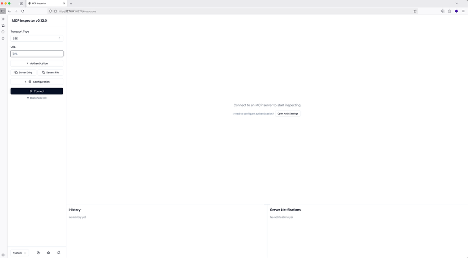 MCP Inspector Web UI available out of the box