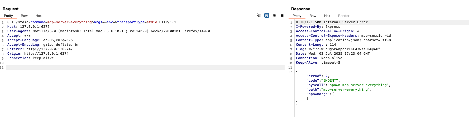 MCP Inspector Web UI showing HTTP Connection to MCP proxy server