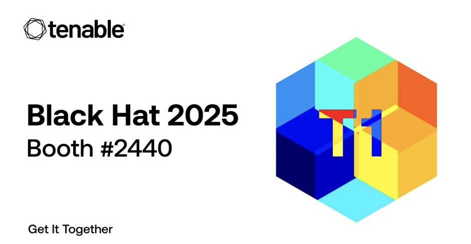 Image of the Tenable logo with information about the Black Hat 2025 booth