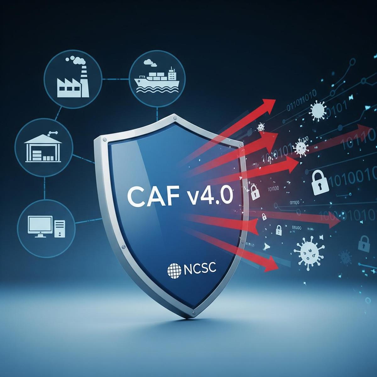 Image of a shield with text "CAF 4.0" and "NCSC" on it