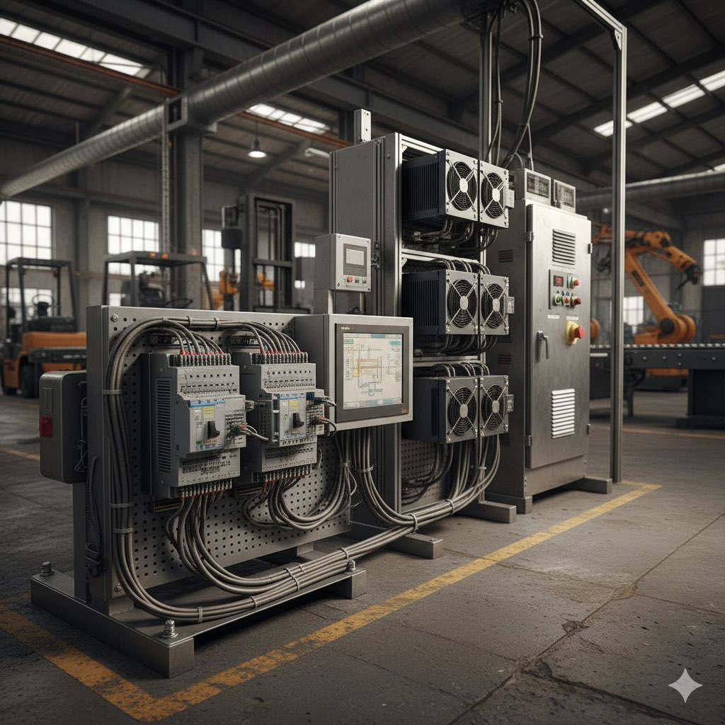 Image of industrial control systems in factory floor