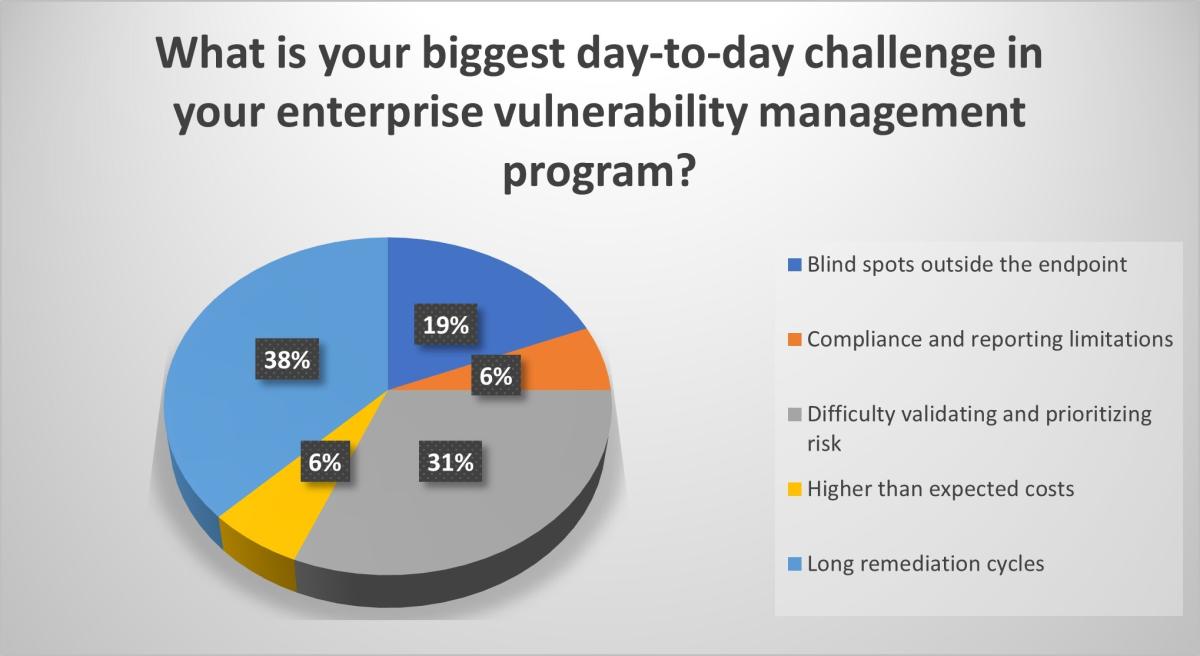 Graphic showing the biggest vulnerability management challenges organizations face