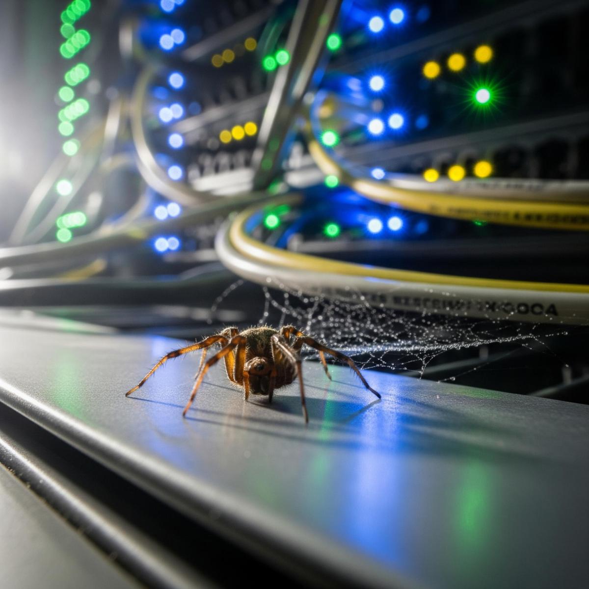 Image of a spider in a data center