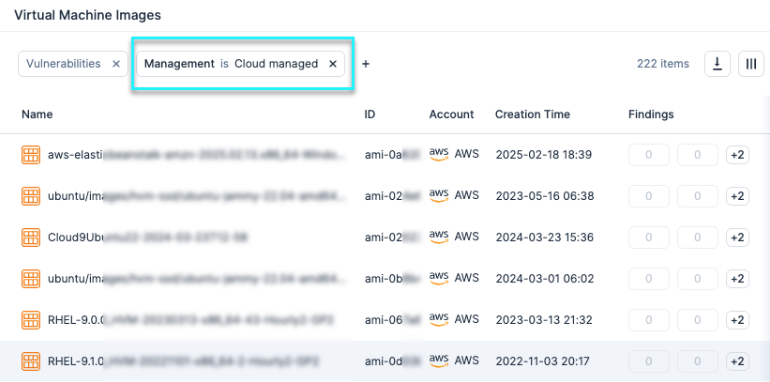 Screenshot of Tenable Cloud Security assessment of AWS AMI scans